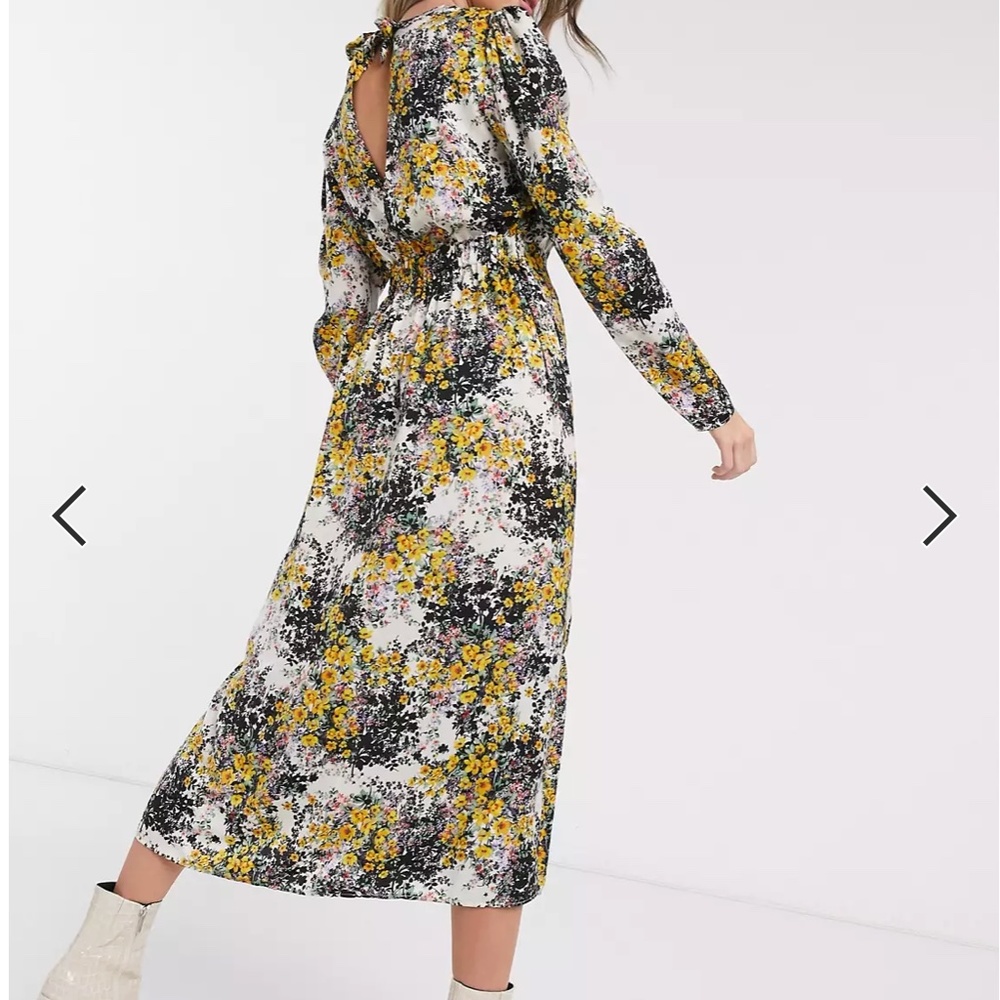 NWT Topshop Floral Long Sleeve Midi Dress 12 - Picture 3 of 11